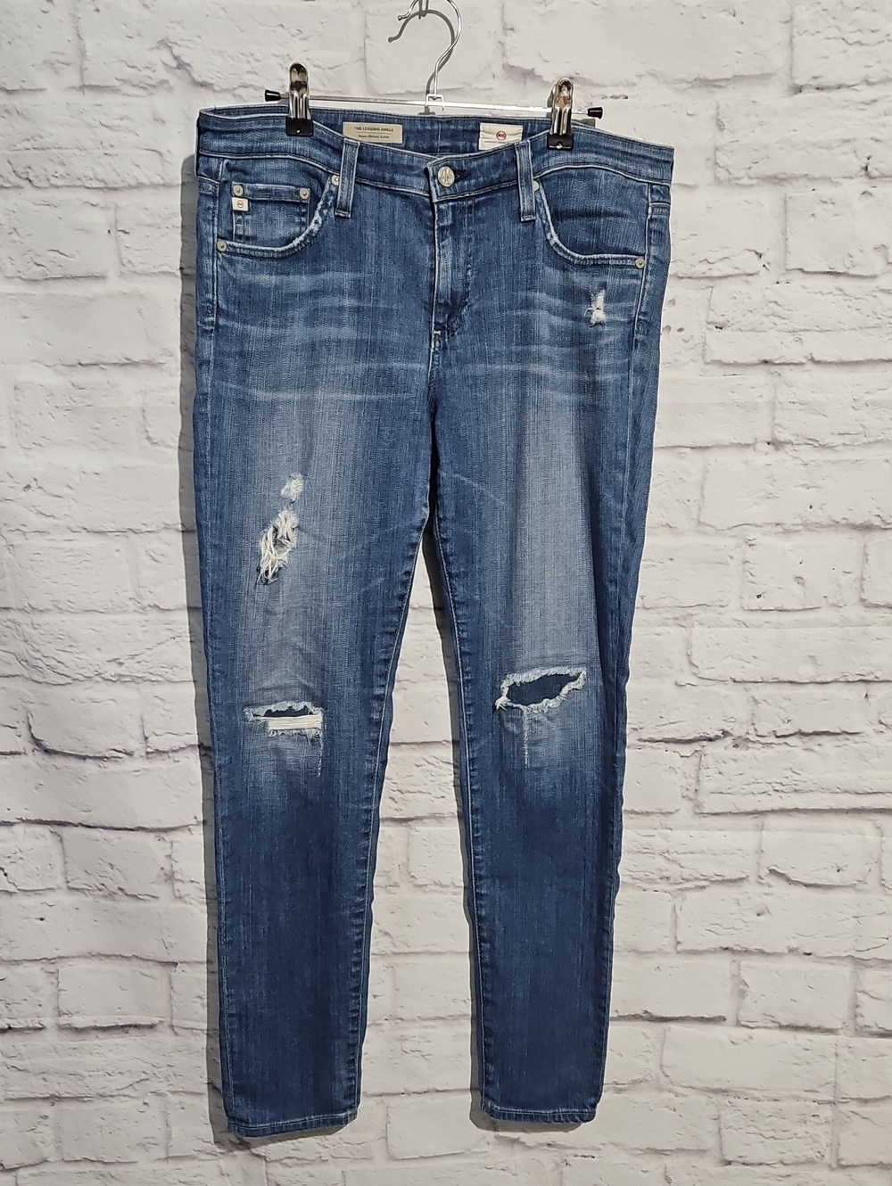 AG Adriano Goldschmied Distressed Blue Skinny Jeans